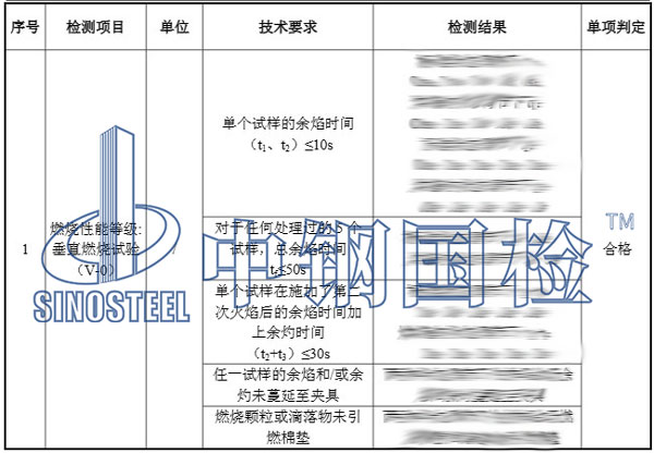 阻燃板檢測項目結果