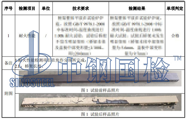 防火橋架檢測項目結(jié)果