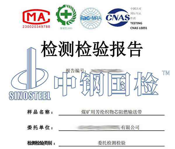 阻燃輸送帶檢測報告