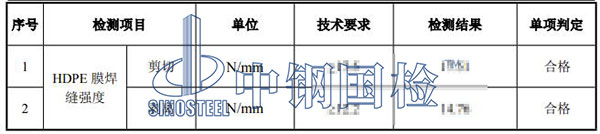 hdpe膜焊接檢測項目結果
